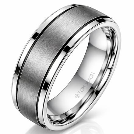 Tom Jaxon heren ring Wolfraam Zwarte Groef Mat en Glans-18mm