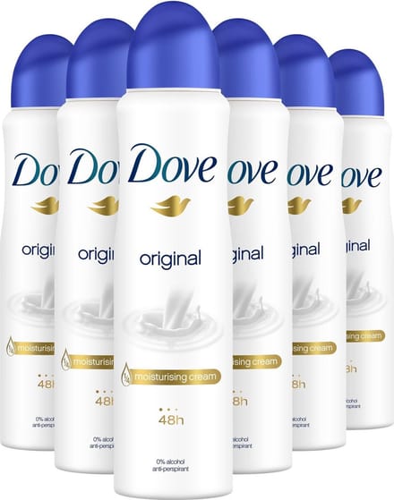 Dove Original Anti-transpirant Spray Vrouw - 6 x 150 ml - Voordeelverpakking