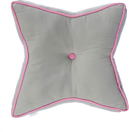 Homescapes vloerkussen ster 100% katoen met polyester vulling roze en grijs