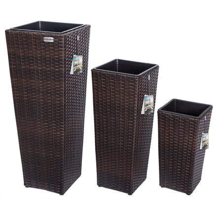 Casaria Bloempotten polyrotan set van 3 bruin