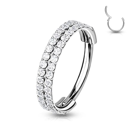 Piercing PVD high quality double CNC lined 1.2x8 - zilver - LMPiercings