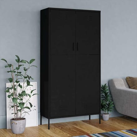 vidaXL - Kledingkast - 90x50x180 - cm - staal - zwart