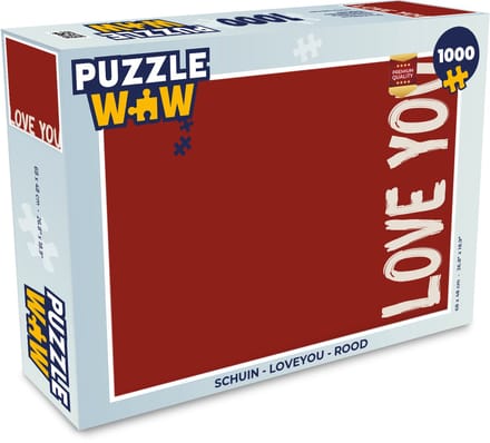 Puzzel Schuin - Loveyou - Rood - Legpuzzel - Puzzel 1000 stukjes volwassenen