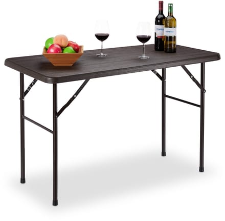 inklapbare tuintafel - houtlook - 74 x 120 x 60 cm - klaptafel - tot 100 kg - bruin