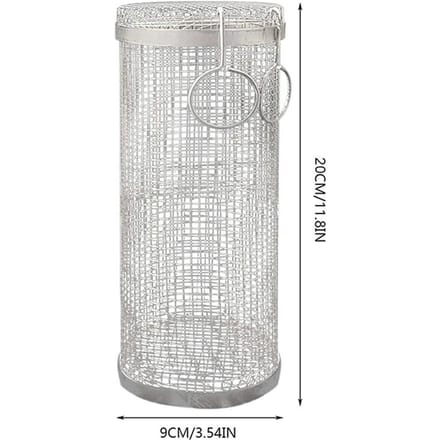 BBQ-mand RVS rollende grillmand Draadgaas cilindergrillmand Draagbaar rond buitenkampeerbarbecue-rek