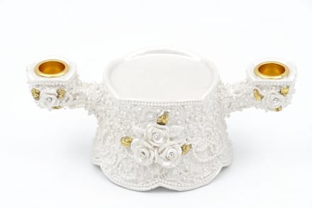 Kaarshouder - Wit Met Goud - 21x8cm