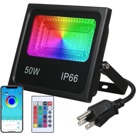 Een C85-265V 50W 64LEDs RGBCW LED's schijnwerper buitenlamp IP66 waterbestendig met controller/ 50W