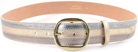 Giuliano Metallic riem - Silver/Goud/Brons - made in Italy - Lederen damesriem