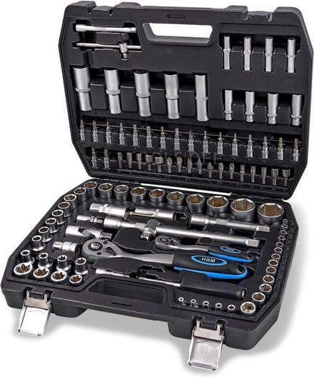 HBM 108-delige Professionele Doppenset Inch Maten met Opbergkoffer