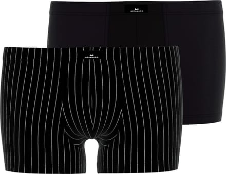 Gotzburg heren boxer normale lengte (2-pack) - zwart en zwart-wit gestreept