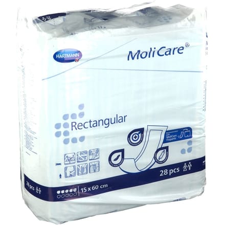 Hartmann Molicare Rectangular 15 x 60 cm - rechte luiers - 1 pak van 28 stuks