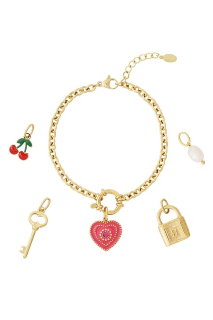 Hart DIY armband - Gold - Kers - Sleutel