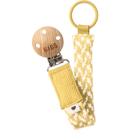 BIBS Pacifier Clip Gevlochten Bleke Boter/Ivoor 1 st