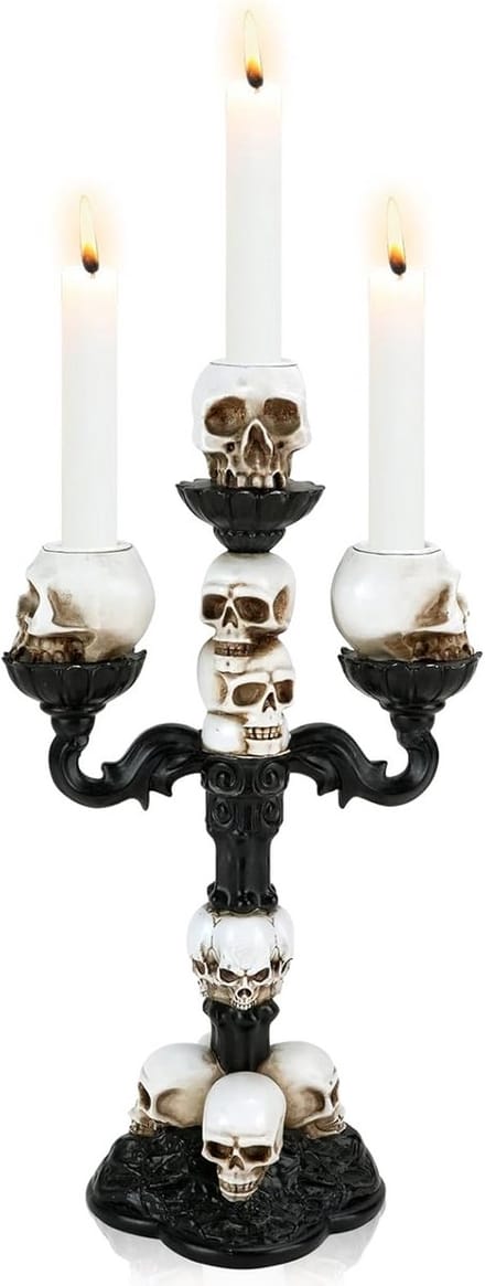 Gothic Kandelaar met Doodshoofd voor Sfeerdecoratie