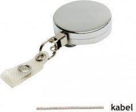 Zilveren metalen yoyo met kabel en vinyl strap / Skipashouder