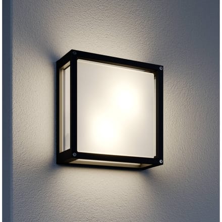 Lucande - Wandlamp buiten - 2lichts - Glas, gegoten aluminium - H: 25 cm - E27 - donkergrijs, wit