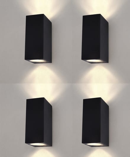 Ledvion - 4x LED Wandlamp Dimbaar - GU10 - IP54 - Zwart