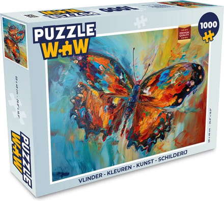 Puzzel Vlinder - Kleuren - Kunst - Schilderij - Legpuzzel - Puzzel 1000 stukjes volwassenen