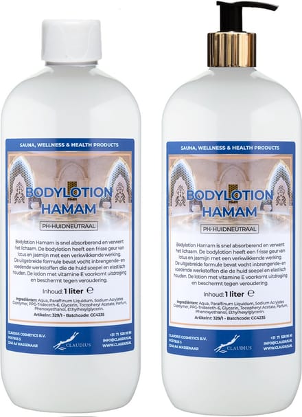 Bodylotion Hamam 1 Liter - met gouden pomp - set van 2 stuks