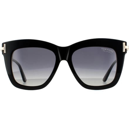 Tom Ford zonnebril Dasha FT0822 01D Glansende zwarte rookgradiënt gepolariseerd