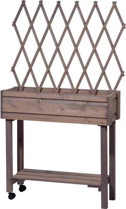 Moestuinbak moestuintafel oppottafel kweektafel plantentafel met trosondersteuning 79x28x130cm - grijs