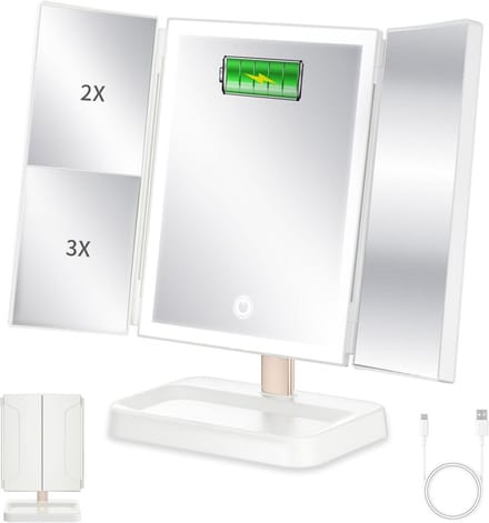 Oplaadbare Reis Make-up Spiegel met 78 LED Lampjes en 3x Vergroting