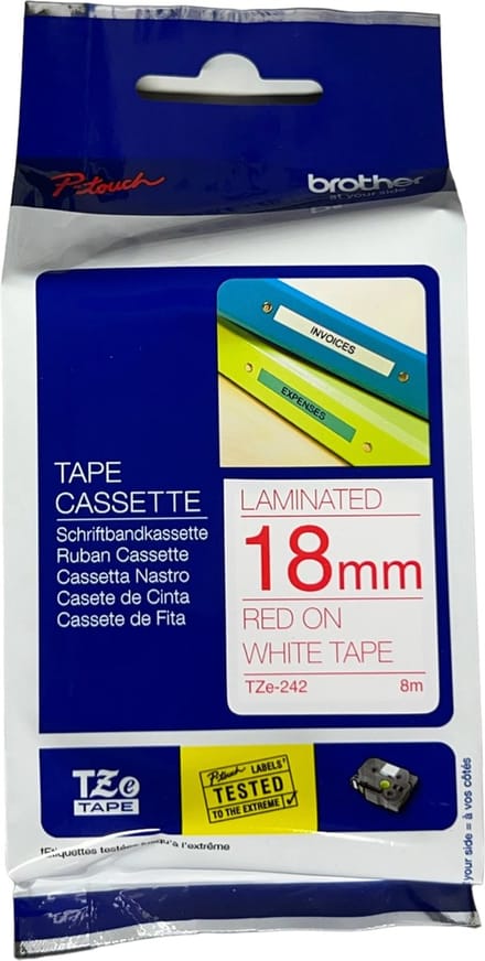 Brother TZe242 tape rood op wit 18 mm (origineel)