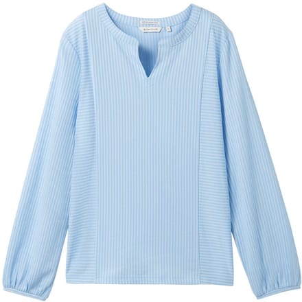 Tom Tailor - Blouse met streepjesmotief - Maat L - blue white thin stripe