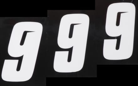 3 sticker autocollant numéro de course chiffre 9 blanc Blackbird 10x5 pour motocross