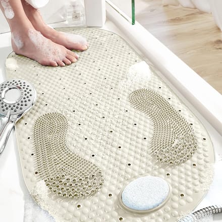 Douchemat - Badmat Antislip - Veilig Douchen - Met Zuignappen - 40 x 80 cm - Wit