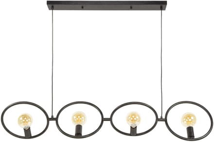 Giga Meubel Hanglamp Loop - Zwart Metaal - 4-Lichts - 30x130x150cm