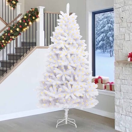 vidaXL - Kunstkerstboom - 300 - LED's - PVC - en - Staal - Wit