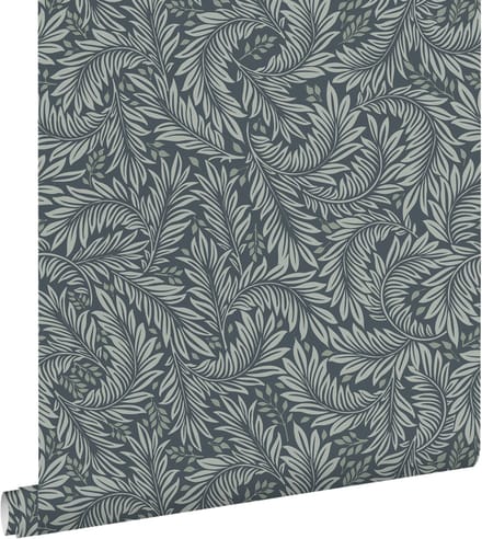 ESTAhome behang bladeren vergrijsd blauw - 50 x 900 cm - 131146