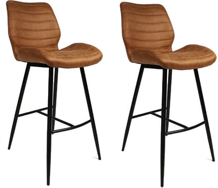 Bronx71® Industriële barkruk Morris cognac 71 cm - Barkrukken set van 2 - barstoel
