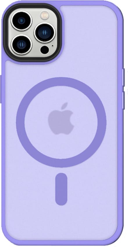 iDenn hoesje voor iPhone 14 Pro Max Mat Transparant Paars geschikt voor MagSafe