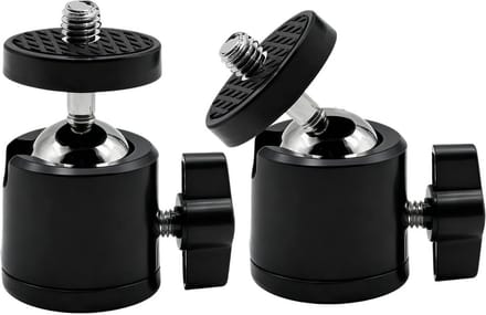SnelShoppen - 2-Pack Mini Ball Head Tripod Hoofd 360° Rotatable 90° Tilting voor DSLR, Smartphone, LED Licht, Microfoon, Actiecamera, 1/4" Draad