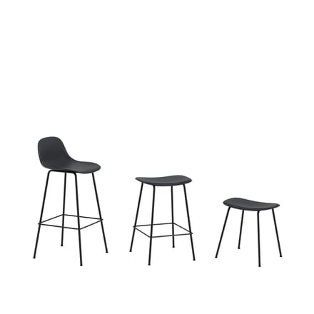 Muuto - Fiber barkruk - buisonderstel - zwart - frame zwart