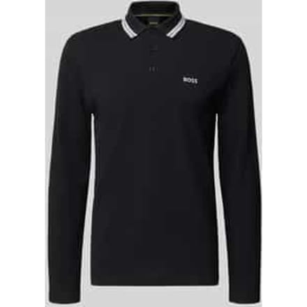 Poloshirt Boss Green Plisy zwart normale fit 3 knoopjes