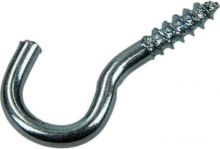 Ophang haken. Schroefhaak. 2.5 x 12mm. lang.Verzinkt. 18 Stuks. Sam.