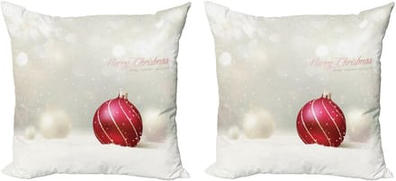 ABAKUHAUS Kerstkussenhoez set van 2, glitter met strep 50x50 cm, robijnrood