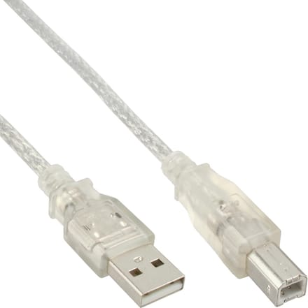 USB naar USB-B kabel - USB2.0 - tot 2A / transparant - 2 meter