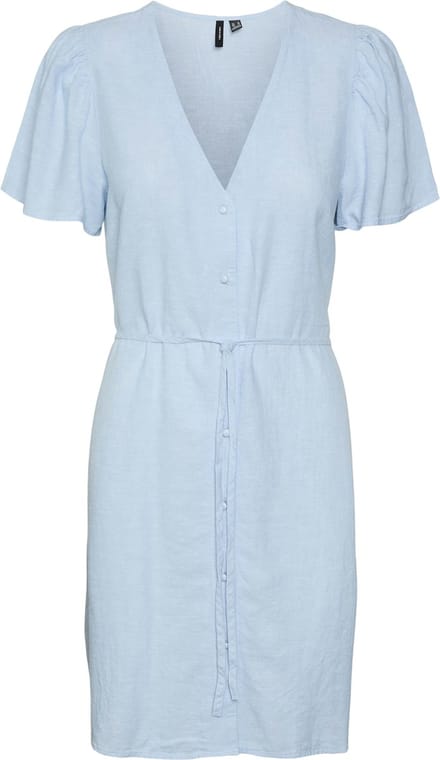 VERO MODA - VMLINN SS V-NECK TIE SHORT DRESS WVN - Dames - Mini jurken