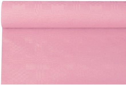 12x Tafelkleed papier met damastprint 6 m x 12 m lichtroze