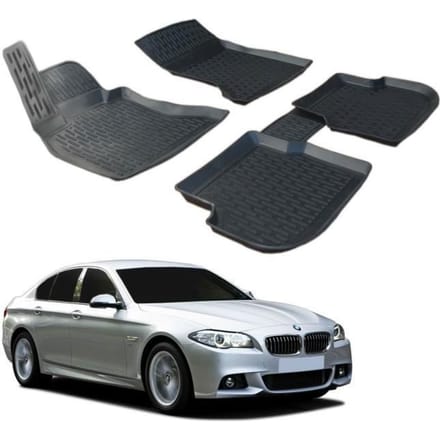 SCOUTT Tapis de sol 3D Caoutchouc Premium pour BMW 5 Série F10 - 2010-2017 - Noir noir