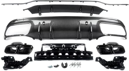 Achterbumper - Voor Mercedes C-Klasse W205 C63 AMG - Auto accessoires - Diffuser - Carbon Look - Met uitlaat tips
