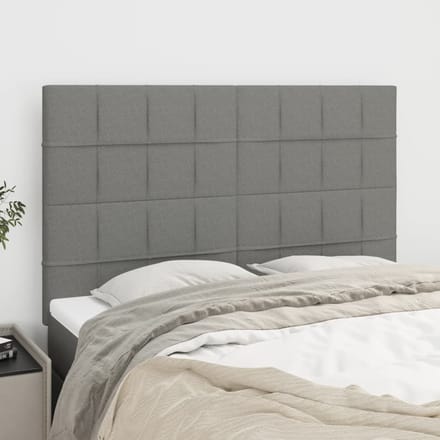 vidaXL - Hoofdbord - donkergrijs - 144x5x118/128 - cm - Stof