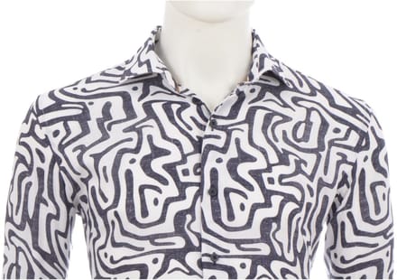 Eden Valley modern fit print donkerblauw