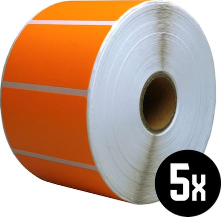 DULA Compatible Zebra Labels 57x32mm - 1500 etiketten per rol - kern 25mm - Oranje - Permanent - 5 r
