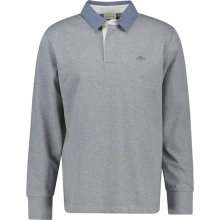 Gant Trui Uni Color Chambray Heavy Rugger Twill Collar Grijs Melange / male