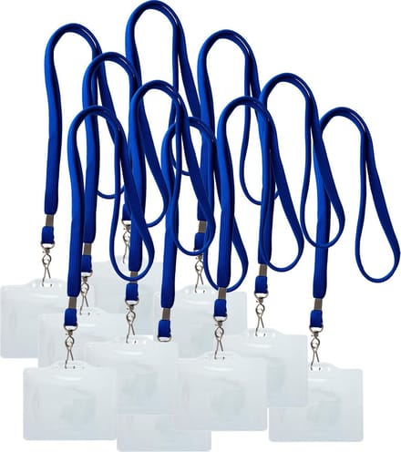 10 x Lanyard blauw + badgehouder - Keycord met badge